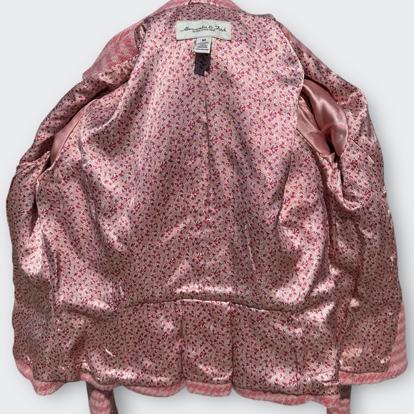 Vintage ABERCROMBIE & FITCH Wool Plaid Jacket Blazer Legally Blonde Y2K Pink M - Picture 8 of 10